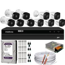 Kit CFTV 10 Câmeras Intelbras 5 cam Full Color 5 cam 1220b Full Hd Dvr Mhdx 1216 c/1tb purple