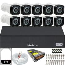 Kit Cftv 10 Câmeras Segurança Full Hd 1080p Dvr Intelbras mhdx 1116c HD 2TB