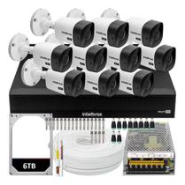 Kit Cftv 10 Câmeras Segurança Intelbras 1120b Dvr 16 Canais 1016 6tera