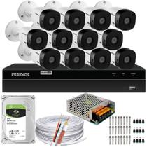 Kit Cftv 12 Câmeras Segurança Intelbras Dvr 1216 Hd 1tera