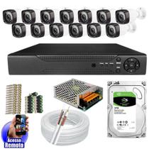 Kit Cftv 13 Câmeras Segurança Infravermelho 20 Metros Dvr Multi Hd 16ch Acesso Remoto C/HD 3TB