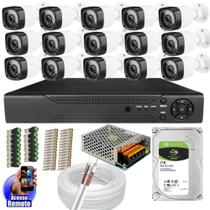 Kit Cftv 15 Câmeras Segurança Infravermelho 20 Metros Dvr Multi Hd 16ch Acesso Remoto C/HD 1TB
