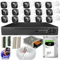 Kit Cftv 15 Câmeras Segurança Infravermelho 20 Metros Dvr Multi Hd 16ch Acesso Remoto C/HD 2TB