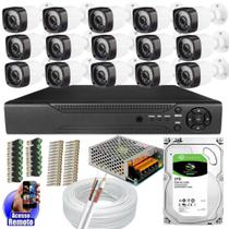 Kit Cftv 15 Câmeras Segurança Infravermelho 20 Metros Dvr Multi Hd 16ch Acesso Remoto C/HD 3TB