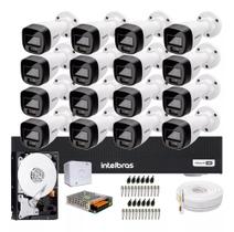 Kit Cftv 16 Cameras de Segurança Intelbras 1120b Full Color Dvr 16ch 1116c