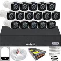 Kit Cftv 16 Câmeras Full Hd 2mp Dvr Intelbras Mhdx 16ch 1TB