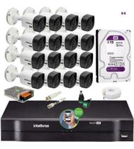 Kit Cftv 16 Cameras Full Hd Dvr Intelbras 1216 2tb Wd Purple 0
