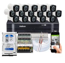 Kit Cftv 16 Cameras Segurança Hd Dvr Intelbras 1216 C/HD 500gb