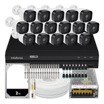 Kit Cftv 16 Câmeras Segurança Hd Dvr Intelbras 2t