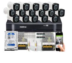 Kit Cftv 16 Cameras Segurança Hd Dvr Intelbras mhdx 1116 C/HD 500gb