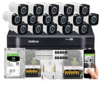 Kit Cftv 16 Cameras Segurança Hd Dvr Intelbras mhdx 1216 C/HD 2 TB