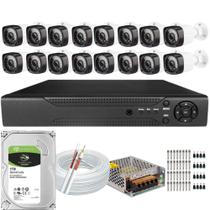 Kit Cftv 16 Câmeras Segurança Infravermelho 20 Metros Dvr Multi Hd 16ch Acesso Remoto C/hd 1tb