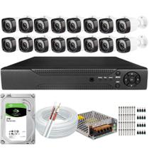 Kit Cftv 16 Câmeras Segurança Infravermelho 20 Metros Dvr Multi Hd 16ch Acesso Remoto C/hd 2tb