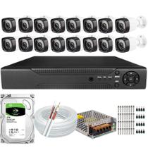 Kit Cftv 16 Câmeras Segurança Infravermelho 20 Metros Dvr Multi Hd 16ch Acesso Remoto C/hd 3tb