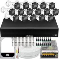 Kit Cftv 16 Câmeras Segurança Intelbras vhd 1230 30m Infravermelho Dvr 16 Canais Com Hd 3tb