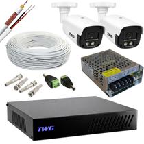 Kit cftv 2 cameras 2mp 20m imagens noturnas coloridas dvr 4 canais sem hd