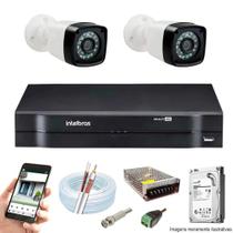 Kit Cftv 2 Câmeras AHD-M 720p Dvr 4 Canais MHDX Intelbras 5 em 1 + HD 320GB