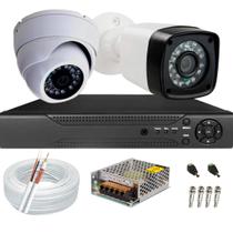 Kit cftv 2 câmeras de segurança Full Hd 1 dome e 1 bullet Dvr 4ch full hd