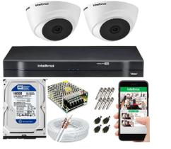 Kit Cftv 2 Câmeras De Segurança Intelbras Dome IR 20 metros E Dvr Mhdx Multi Hd C/HD