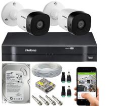 Kit Cftv 2 Câmeras De Segurança Intelbras Hdcvi E Dvr Mhdx C/500gb