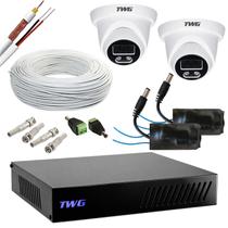 Kit cftv 2 cameras dome 2mp 20m imagens noturnas coloridas com dvr 4 e ft individual sem hd Kit cftv 2 cameras dome 2mp 20m imagens noturnas coloridas com dvr 4 e ft individual sem hd