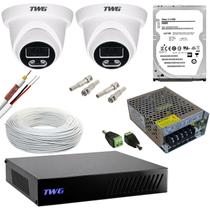 Kit cftv 2 cameras dome 2mp 20m imagens noturnas coloridas dvr 4 canais com hd