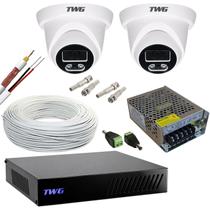Kit cftv 2 cameras dome 2mp 20m imagens noturnas coloridas dvr 4 canais sem hd
