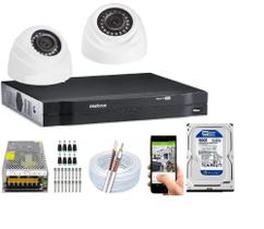 Kit Cftv 2 Câmeras DomeS 720p Dvr Intelbras 4 Canais C/Hd 160Gb