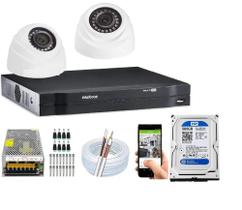 Kit Cftv 2 Câmeras DomeS 720p+Dvr Intelbras 4 Canais C/Hd 500Gb