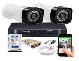 Kit CFTV 2 Câmeras HD 720P Infravermelho 20 m DVR Intelbras MHDX FULL HD 1 HD 500GB Armazenamento Kit CFTV 2 Câmeras HD 720P Infravermelho 20 m DVR Intelbras MHDX FULL HD 1 HD 500GB Armazenamento
