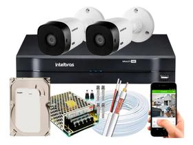 Kit Cftv 2 Câmeras Intelbras 1120b Hd 1mp Dvr Full hd Ip 5amp 500gb