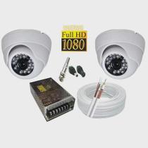 Kit Cftv 2 Câmeras Segurança 1080 Dome Infra vermelho alta Resolução com acessórios