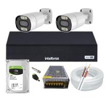 Kit Cftv 2 Cameras Segurança 1080p Full Hd Imagem Colorida a Noite + Dvr Intelbras 4ch c/hd 1tb