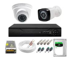 Kit Cftv 2 Câmeras Segurança 1mp 720p 20m Dvr Full Hd 4 Ch C/ Hd