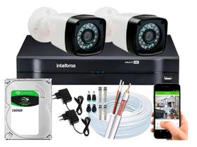 Kit Cftv 2 Cameras Segurança 720p Hd Dvr Intelbras 4ch c/Hd interno