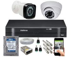 Kit Cftv 2 Câmeras Segurança Bullet/Dome Ir Dvr Mhdx Intelbras C/Hd