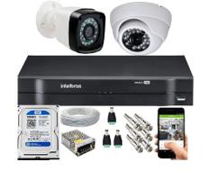 Kit Cftv 2 Câmeras Segurança Bullet/Dome Ir Dvr Mhdx Intelbras C/Hd Kit Cftv 2 Câmeras Segurança Bullet/Dome Ir Dvr Mhdx Intelbras C/Hd