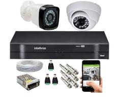Kit Cftv 2 Câmeras Segurança Bullet/Dome Ir Dvr Mhdx Intelbras S/Hd