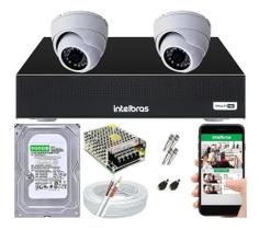 Kit Cftv 2 Câmeras Segurança Dome Ir Dvr Mhdx 1104 Intelbras