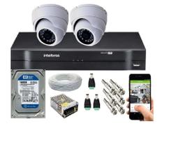 Kit Cftv 2 Câmeras Segurança Dome Ir Dvr Mhdx Intelbras C/Hd