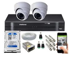Kit Cftv 2 Câmeras Segurança Dome Ir Dvr Mhdx Intelbras C/Hd