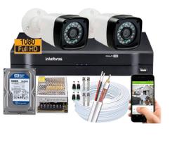 Kit Cftv 2 Câmeras Segurança Full Hd 1080p Dvr Intelbras HD 250gb