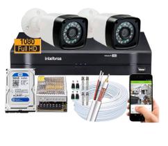 Kit Cftv 2 Câmeras Segurança Full Hd 1080p Dvr Intelbras HD 500gb Kit Cftv 2 Câmeras Segurança Full Hd 1080p Dvr Intelbras HD 500gb