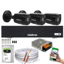 Kit Cftv 3 Cameras 1220 Bullet Black Full Hd + Dvr Mhdx 3004-C C/HD 1 Tb