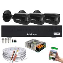 Kit Cftv 3 Cameras 1220 Bullet Black Full Hd + Dvr Mhdx 3004-C