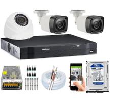 Kit Cftv 3 Câmeras Bullet-Dome 720p + Dvr Intelbras 4 Canais C/Hd 160Gb Kit Cftv 3 Câmeras Bullet-Dome 720p + Dvr Intelbras 4 Canais C/Hd 160Gb