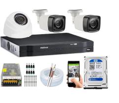 Kit Cftv 3 Câmeras Bullet-dome 720p Dvr Intelbras 4 Canais C/Hd 500Gb