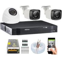 Kit Cftv 3 Câmeras Bullet-dome 720p Dvr Intelbras 4 Canais S/Hd Kit Cftv 3 Câmeras Bullet-dome 720p Dvr Intelbras 4 Canais S/Hd