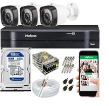 Kit Cftv 3 Câmeras de Segurança AHD 720p e Dvr Mhdx Full Hd Intelbras C/HD