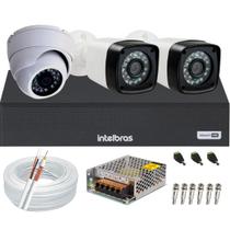 Kit cftv 3 câmeras de segurança Full hd 1 dome e 2 bullet Dvr 4ch Intelbras